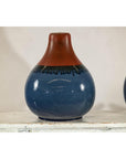 Pair of Artisan Ceramic Vases in Midnight Blue, Pre-Drilled for Lamp Conversion