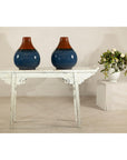 Pair of Artisan Ceramic Vases in Midnight Blue, Pre-Drilled for Lamp Conversion
