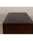 Vintage Reddish Brown Lacquered Elm Sideboard with Four Drawers and Panel Doors