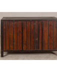 Vintage Reddish Brown Lacquered Elm Sideboard with Four Drawers and Panel Doors