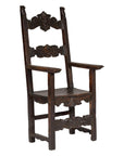High Back Wooden "Throne Chair" with Carved Designs