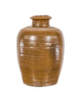 Japanese Tamba Tachikui Ware Brown Glaze Vase with Discreet Calligraphy