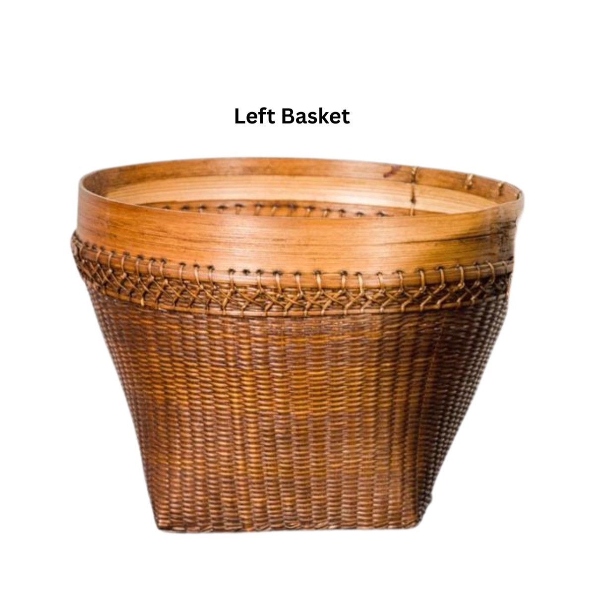 Vintage Hand Woven Rattan & Bamboo Basket, Sold Each
