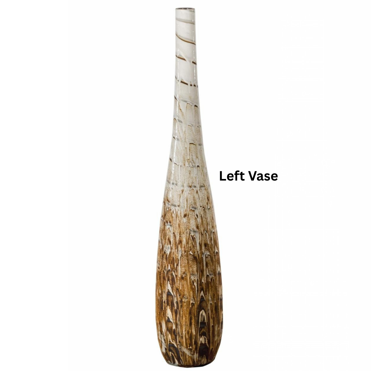 Three Slender Vases with Brown & White Drip, Sold Each