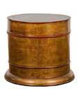 Burmese Vintage Negora Lacquer Circular Storage Bin with Vertical Stripes-33. Asian & Chinese Furniture, Art, Antiques, Vintage Home Décor for sale at FEA Home