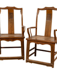 Pair of Elmwood Scholar Armchairs with Rattan Seats, SKU , image 1