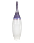 White & Purple Ceramic Vase with Skinny Neck