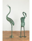 Pair of Dark Green Bronze Crane Fountain Statues-7. Asian & Chinese Furniture, Art, Antiques, Vintage Home Décor for sale at FEA Home