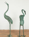 Pair of Dark Green Bronze Crane Fountain Statues-7. Asian & Chinese Furniture, Art, Antiques, Vintage Home Décor for sale at FEA Home