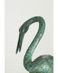 Pair of Dark Green Bronze Crane Fountain Statues-8. Asian & Chinese Furniture, Art, Antiques, Vintage Home Décor for sale at FEA Home