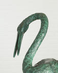 Pair of Dark Green Bronze Crane Fountain Statues-8. Asian & Chinese Furniture, Art, Antiques, Vintage Home Décor for sale at FEA Home