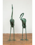 Pair of Dark Green Bronze Crane Fountain Statues-4. Asian & Chinese Furniture, Art, Antiques, Vintage Home Décor for sale at FEA Home