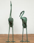 Pair of Dark Green Bronze Crane Fountain Statues-4. Asian & Chinese Furniture, Art, Antiques, Vintage Home Décor for sale at FEA Home