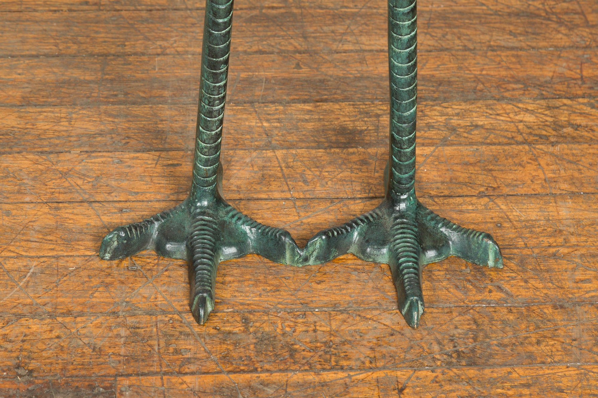 Pair of Dark Green Bronze Crane Fountain Statues-12. Asian & Chinese Furniture, Art, Antiques, Vintage Home Décor for sale at FEA Home