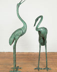 Pair of Dark Green Bronze Crane Fountain Statues-2. Asian & Chinese Furniture, Art, Antiques, Vintage Home Décor for sale at FEA Home