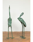 Pair of Dark Green Bronze Crane Fountain Statues-6. Asian & Chinese Furniture, Art, Antiques, Vintage Home Décor for sale at FEA Home