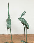 Pair of Dark Green Bronze Crane Fountain Statues-6. Asian & Chinese Furniture, Art, Antiques, Vintage Home Décor for sale at FEA Home