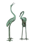 Pair of Dark Green Bronze Crane Fountain Statues-1. Asian & Chinese Furniture, Art, Antiques, Vintage Home Décor for sale at FEA Home