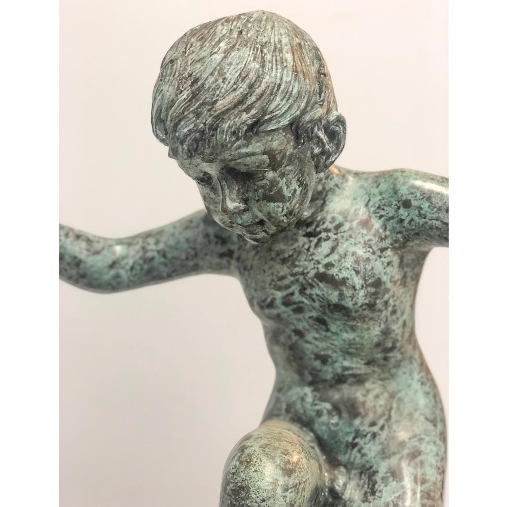 Boy Riding Snail Bronze Garden Statue-8. Asian & Chinese Furniture, Art, Antiques, Vintage Home Décor for sale at FEA Home