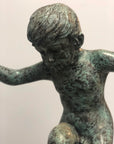 Boy Riding Snail Bronze Garden Statue-7. Asian & Chinese Furniture, Art, Antiques, Vintage Home Décor for sale at FEA Home