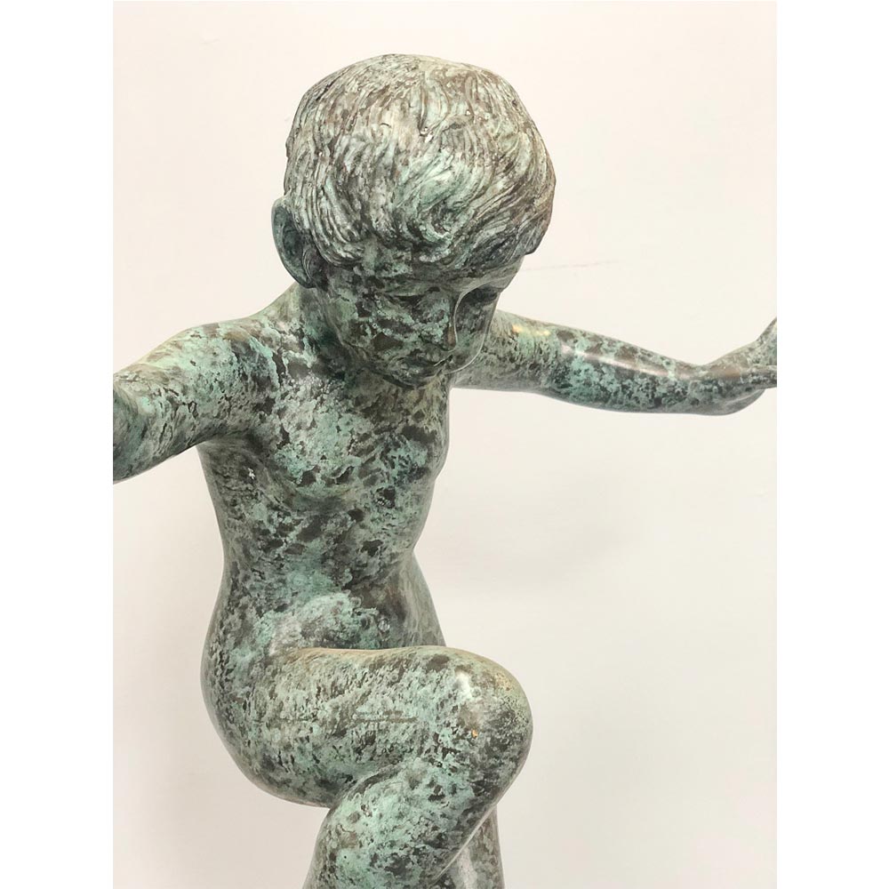 Boy Riding Snail Bronze Garden Statue-9. Asian & Chinese Furniture, Art, Antiques, Vintage Home Décor for sale at FEA Home