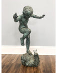 Boy Riding Snail Bronze Garden Statue-5. Asian & Chinese Furniture, Art, Antiques, Vintage Home Décor for sale at FEA Home