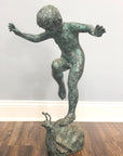 Boy Riding Snail Bronze Garden Statue-6. Asian & Chinese Furniture, Art, Antiques, Vintage Home Décor for sale at FEA Home
