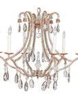 Six-Light Crystal Chandelier with Scrolling Patinated Iron Arms, USA Wired