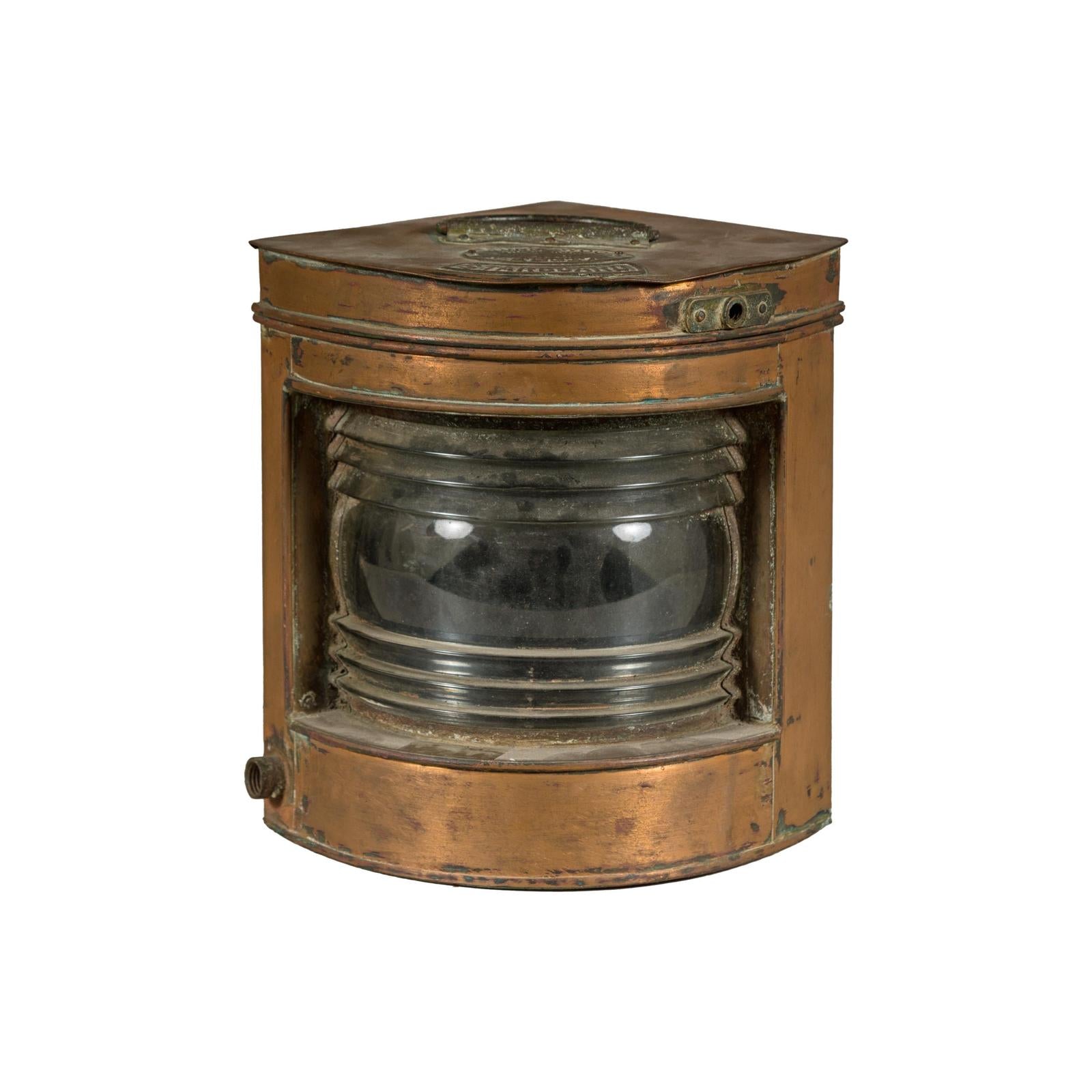 Nautical Tung Woo Starboard Ship Navigation Copper Lantern with Label