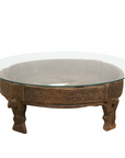 Antique Indian Chakki Grinding Table with Hand-Carved Geometric Décor-1. Asian & Chinese Furniture, Art, Antiques, Vintage Home Décor for sale at FEA Home