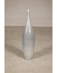 Tall Modern Gray-Glazed Ceramic Bottle Vase with Spiral Incising, construction detail