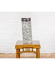 Textured Black, Gray and Black Spattered Ceramic Vase