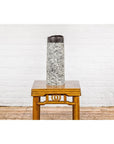 Textured Black, Gray and Black Spattered Ceramic Vase