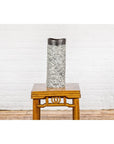 Textured Black, Gray and Black Spattered Ceramic Vase