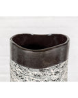 Textured Black, Gray and Black Spattered Ceramic Vase