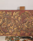 Gilt and red carved wood architectural panel back view
