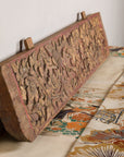 Gilt and red carved wood architectural panel construction detail