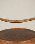 Vintage Chinese Woven Rattan Basket with Painted Cover, reverse view