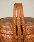Vintage Chinese Woven Rattan Basket with Painted Cover, additional gallery view 15