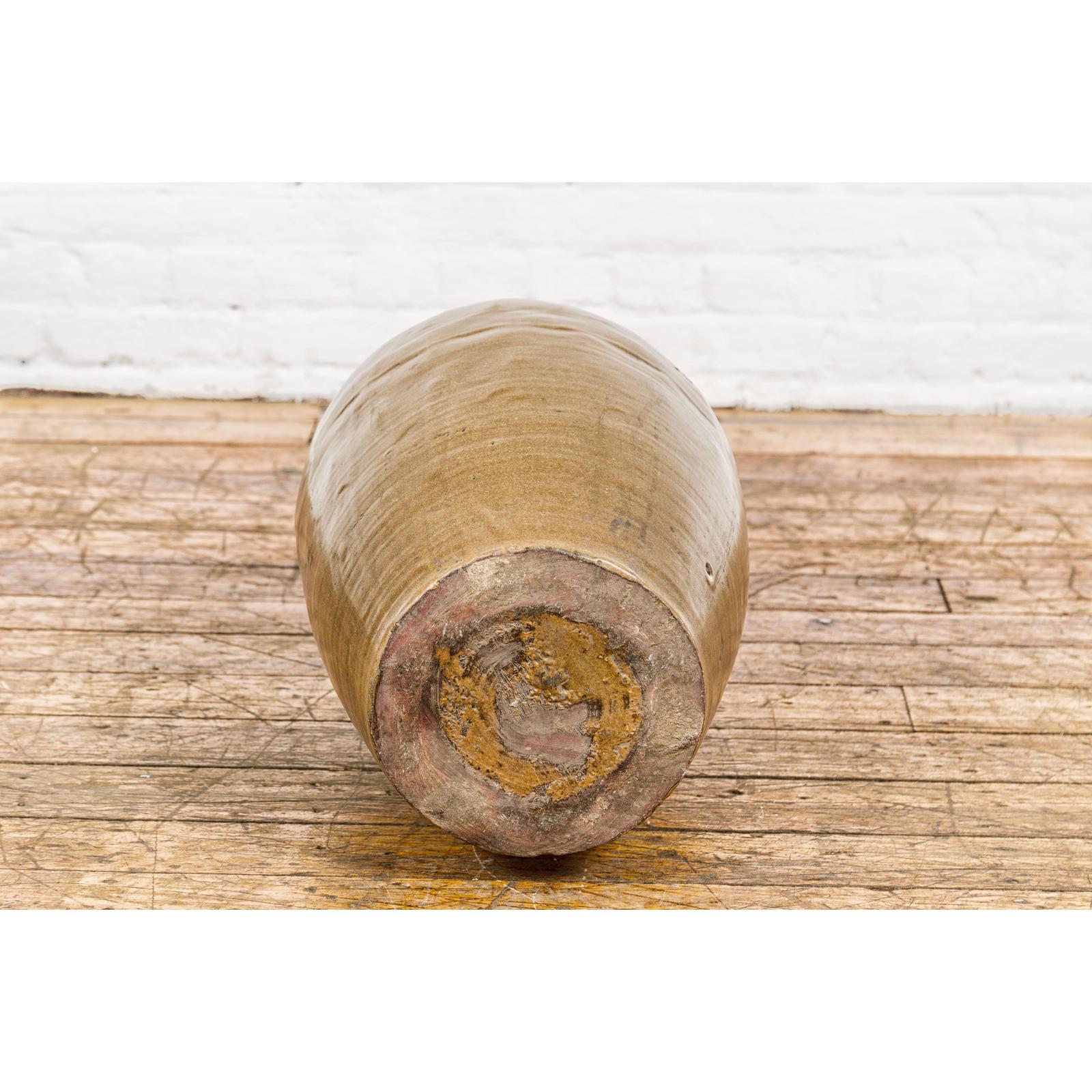Vintage Vase with Monochrome Glaze and Tapering Lines