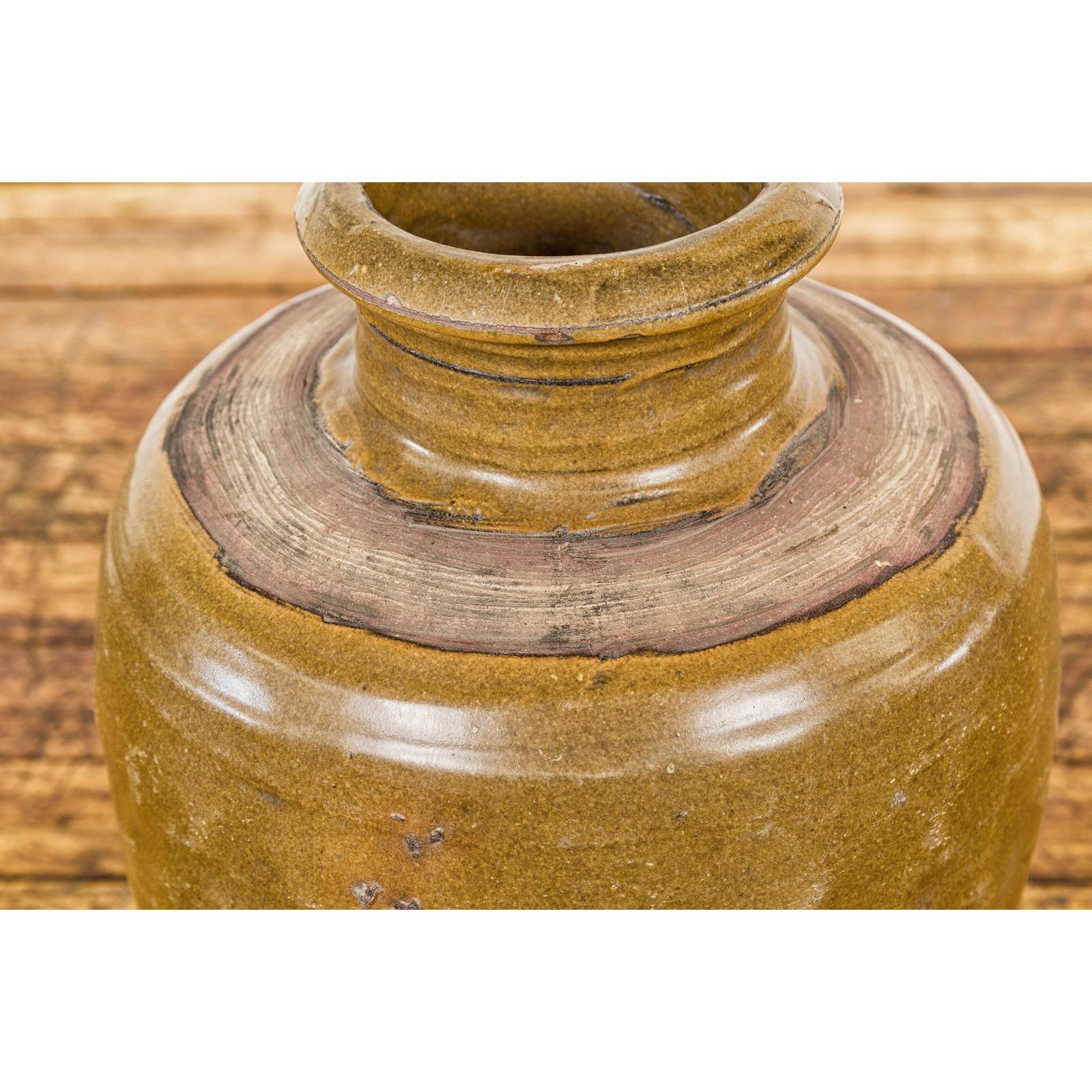 Vintage Vase with Monochrome Glaze and Tapering Lines
