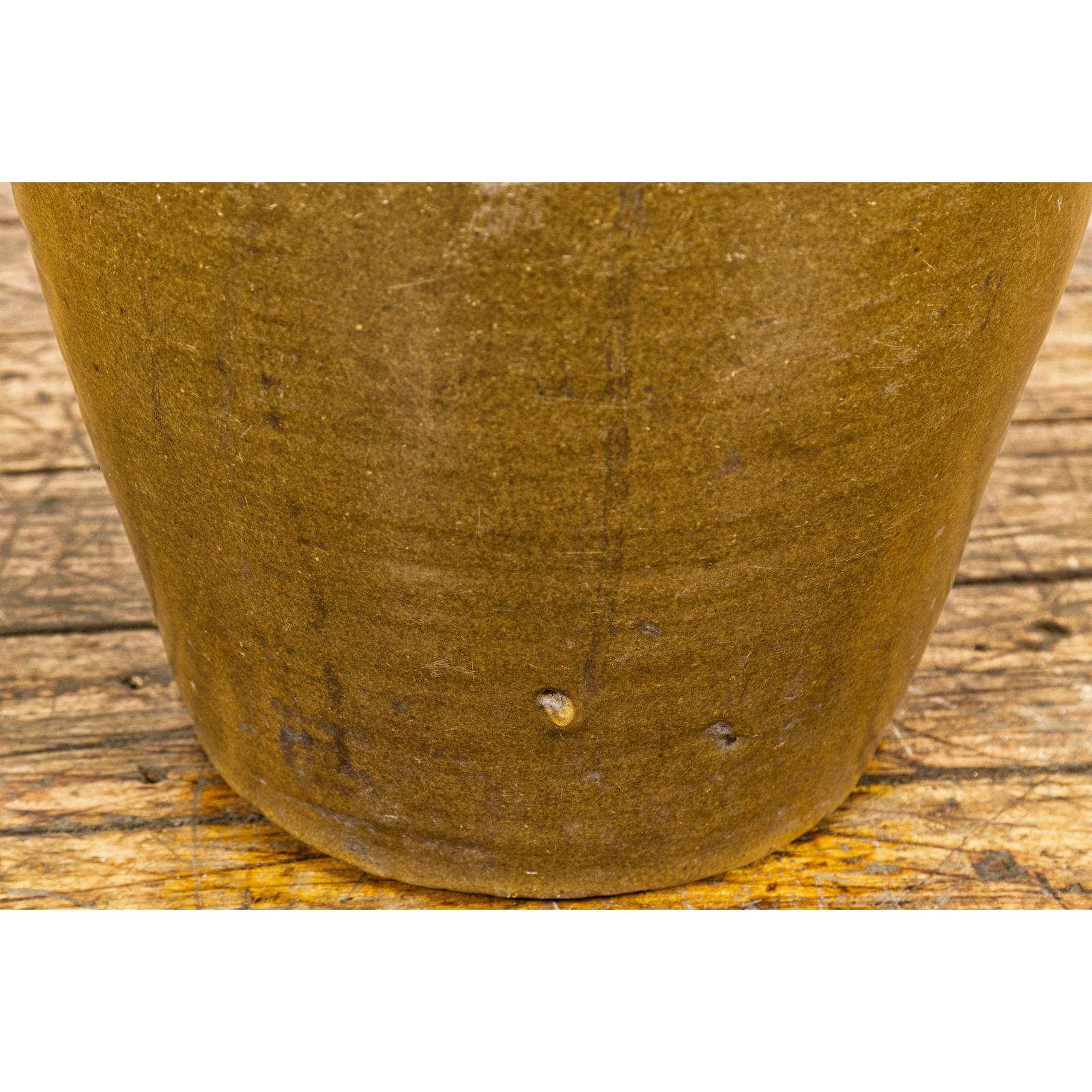 Vintage Vase with Monochrome Glaze and Tapering Lines