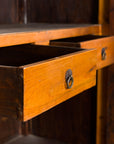 Chinese elm and burl wood cabinet back view