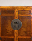 Chinese elm and burl wood cabinet base view