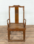 Pair of Elmwood Scholar Armchairs with Rattan Seats, SKU , image 12
