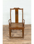 Pair of Elmwood Scholar Armchairs with Rattan Seats, SKU , image 12
