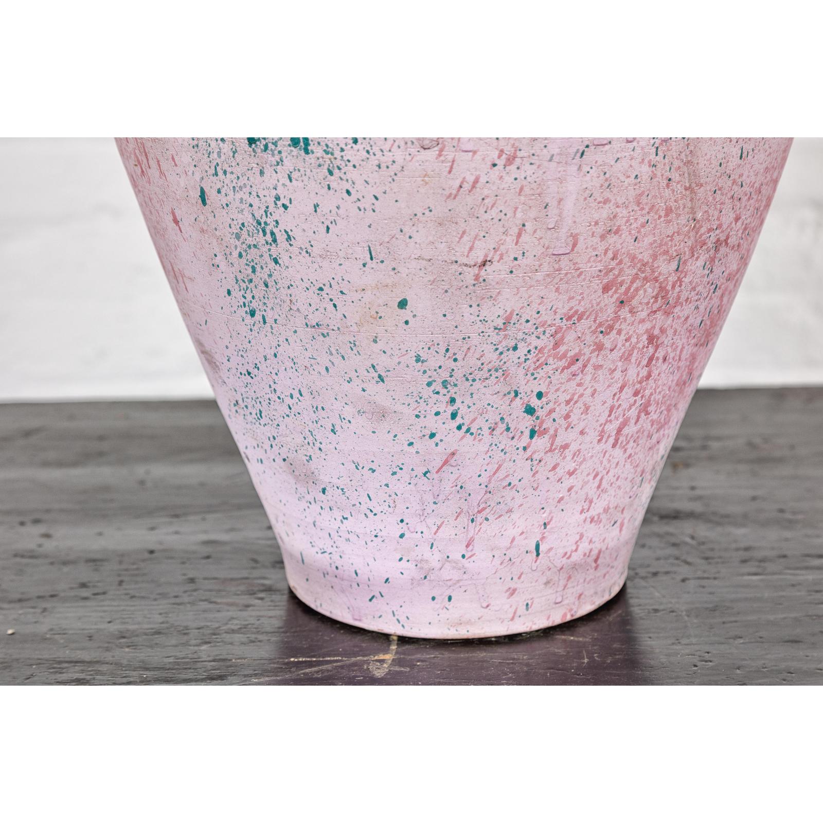Hand-Crafted American Artists Collection Pink Pastel Vase with Weaving