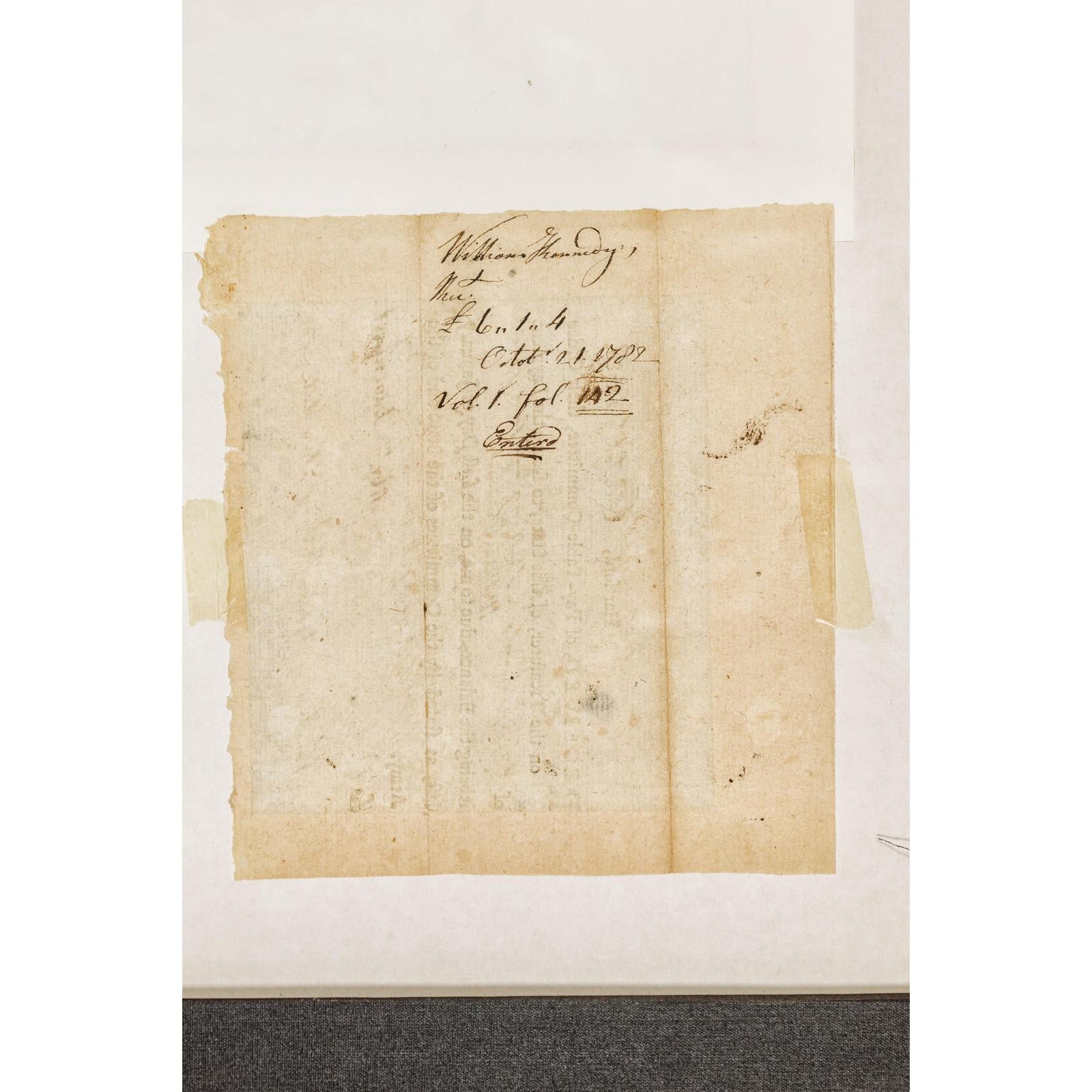 Framed 1780s Revolutionary War Bond, State of Connecticut