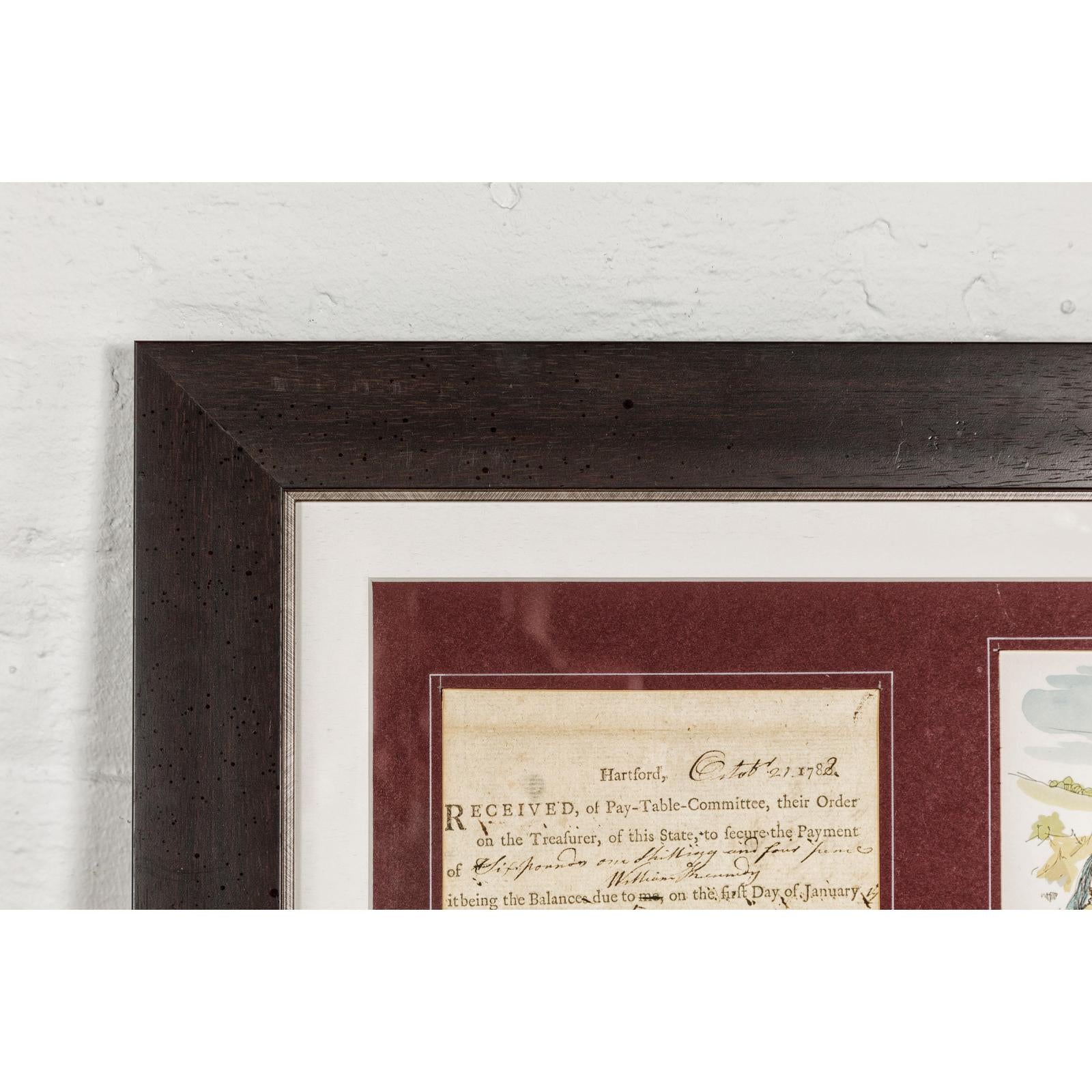 Framed 1780s Revolutionary War Bond, State of Connecticut