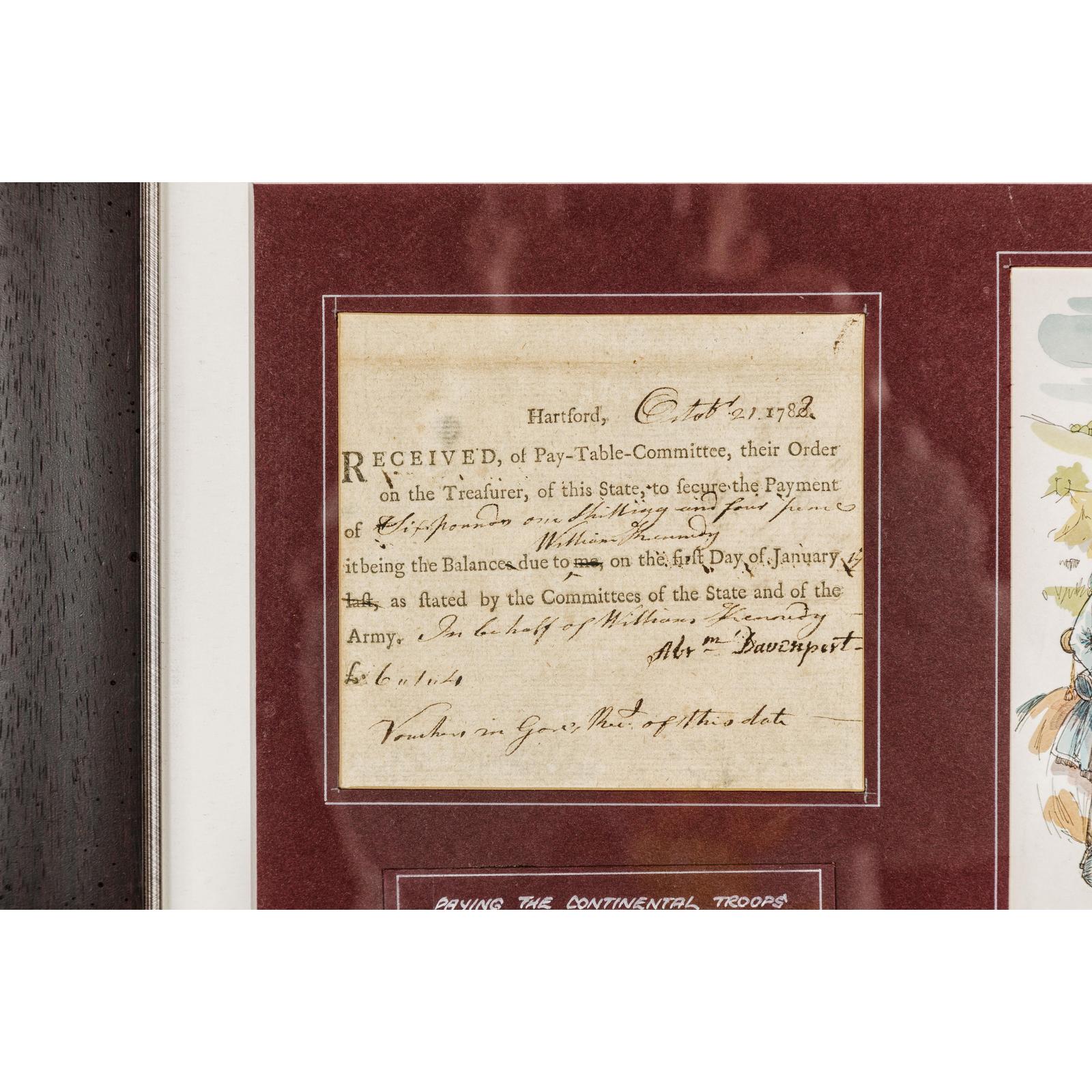 Framed 1780s Revolutionary War Bond, State of Connecticut